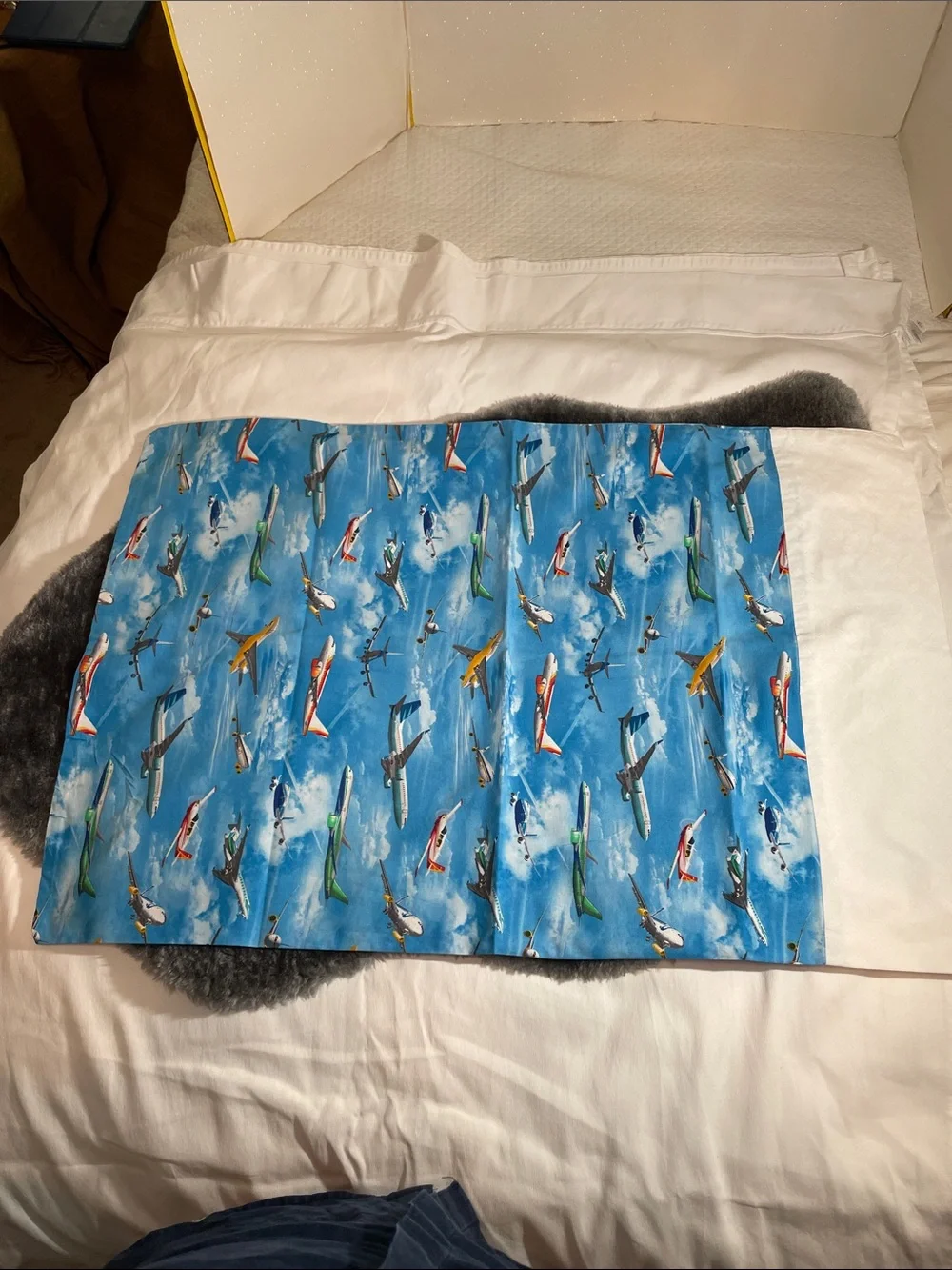 Kids Blue Airplane Print Pillowcase - Unbranded
